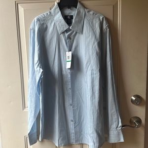Calvin Klein  Men's Long Sleeve Cotton Light Blue Striped Size L. Shirt. NEW.